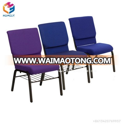 Cheap high quality interlocking auditorium church chair of iron frame