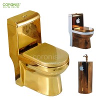 Beautiful and luxury surface ceramic sanitary ware gold color toilet bowl